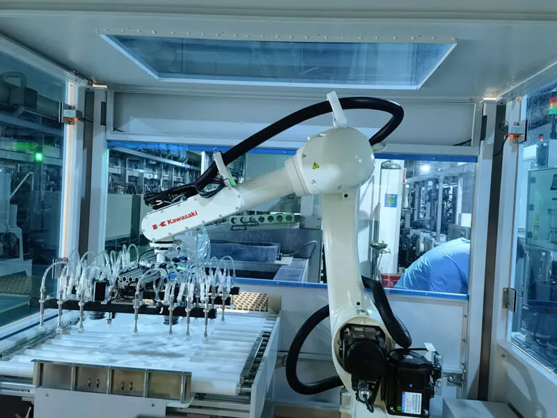 Automated plating cell with a robot arm on the Hitech Circuits PCB line